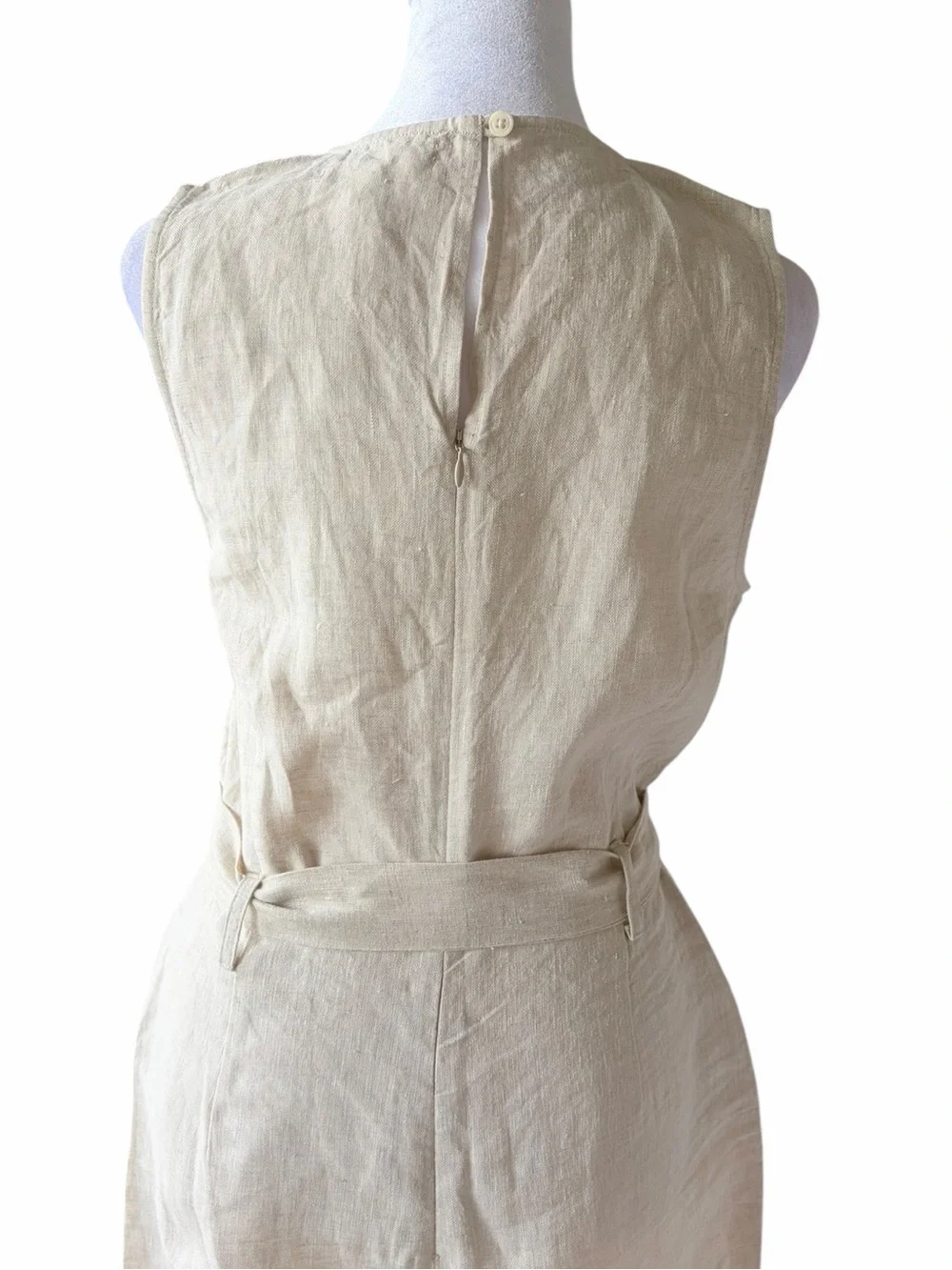 Reformation Naomi Linen Sleeveless Wide-Leg Jumpsuit - Natural